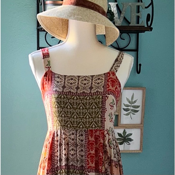 Anthropologie Bold Floral Print Patchwork Maxi Dress - Picture 4 of 10